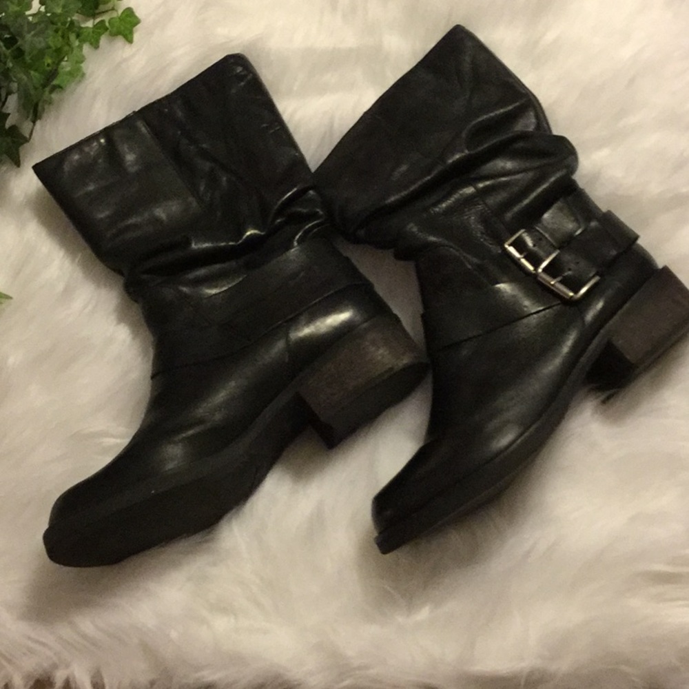 Matisse Black Leather Combat Moto Boots